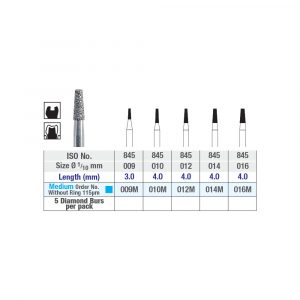 ISO 845 Flat End Taper diamond burs chart