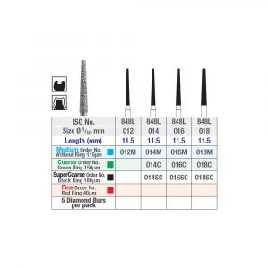 ISO 848L Long Flat End Tapered Diamond Bur table