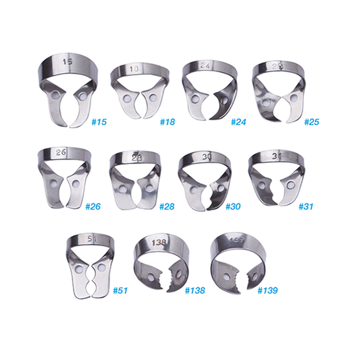 Molar Clamps without DamEngaging Projections Premium Plus UK