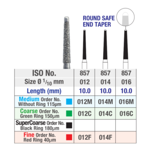 Safe end diamond bur chart