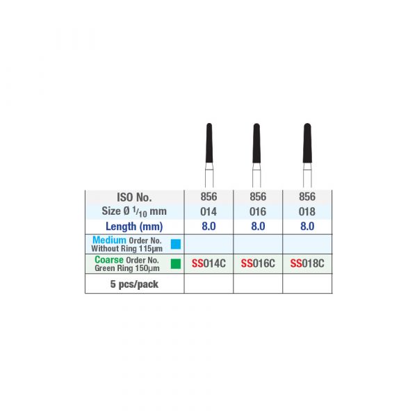 NTI Round End Taper Short Shank Diamond Burs FG 5pcs - ISO No 856 chart - Picture 2