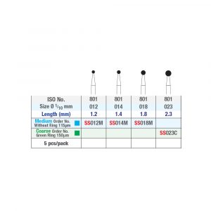 NTI Round Short Shank Diamond Burs FG 5pcs - ISO No 801 table - Picture 2