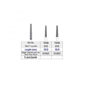 T848 flat end taper turbo diamond burs chart