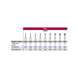 Verdent Carbide Bur FG/FGXL Round ISO No. CB1S 5pcs