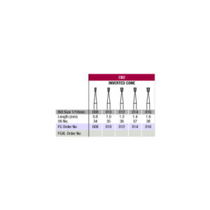 Verdent Carbide Bur FG Inverted Cone ISO No. CB2 5pcs