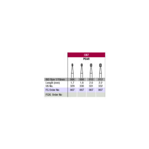 Verdent Carbide Bur FG Pear ISO No. CB7 5pcs