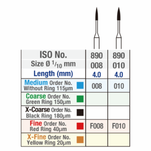 Verdent Diamond Bur FG Mini Flame ISO No. 890 5pcs